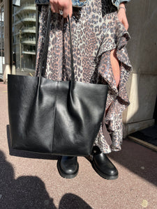 Sac cabas NINA en cuir noir
