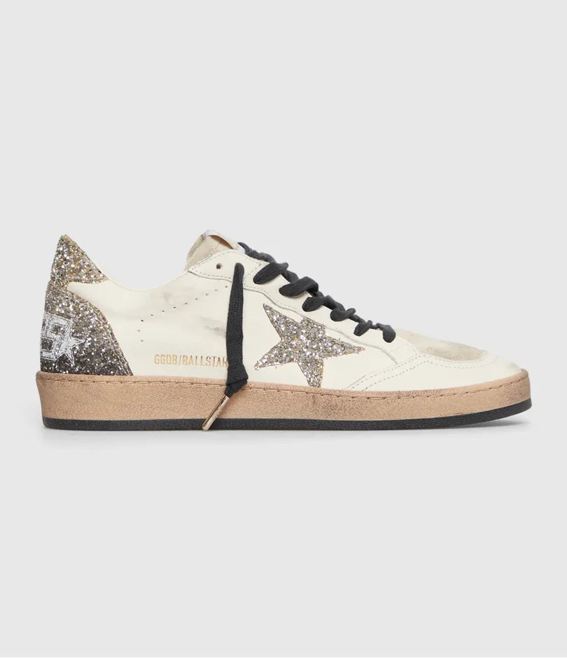 BALL STAR étoile et renfort talon en paillettes coloris argentées gris vers noir