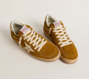 BALL STAR en daim avec étoile en cuir beige et contrefort en cuir façon poulain