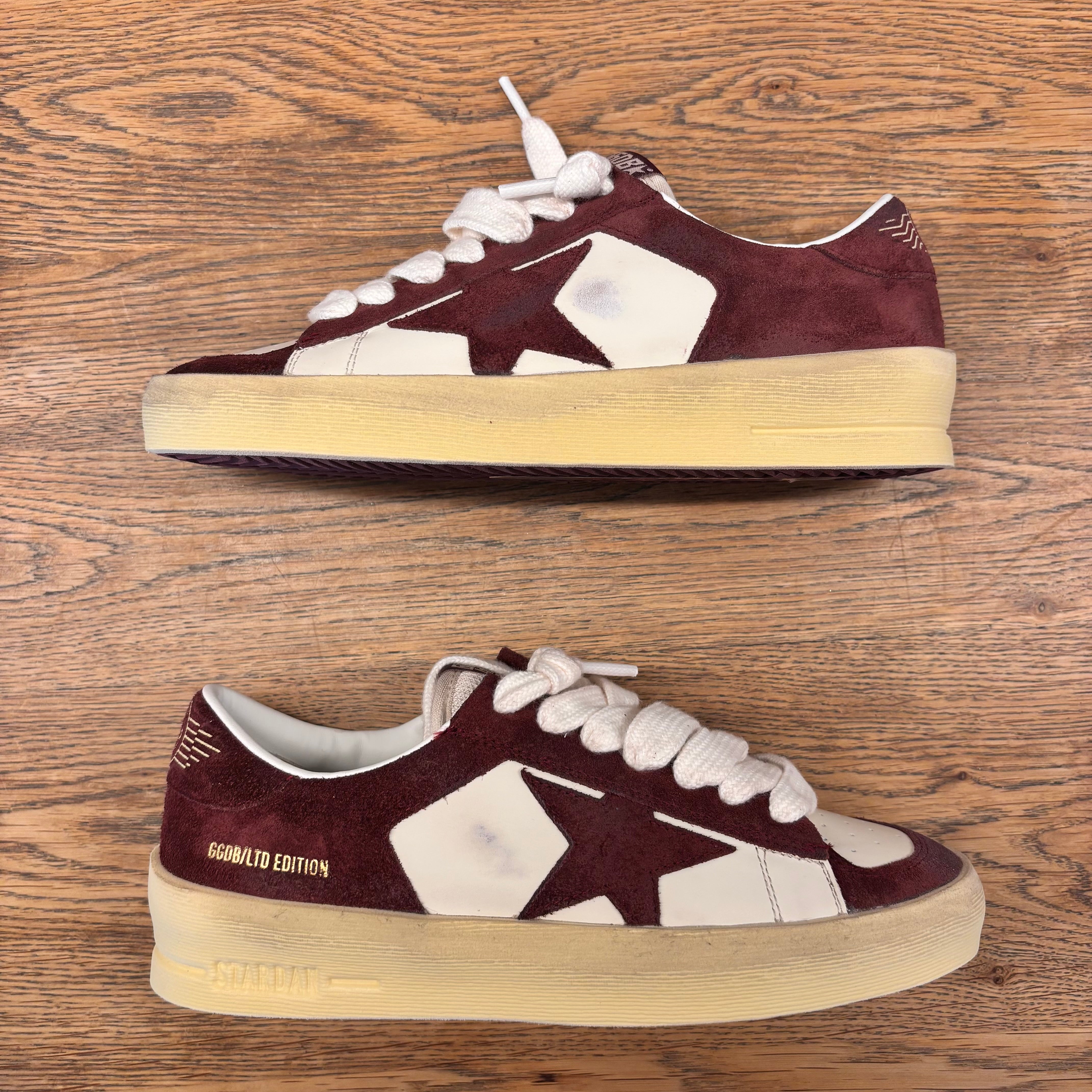 Stardan LTD en cuir nappa blanc et daim bordeau
