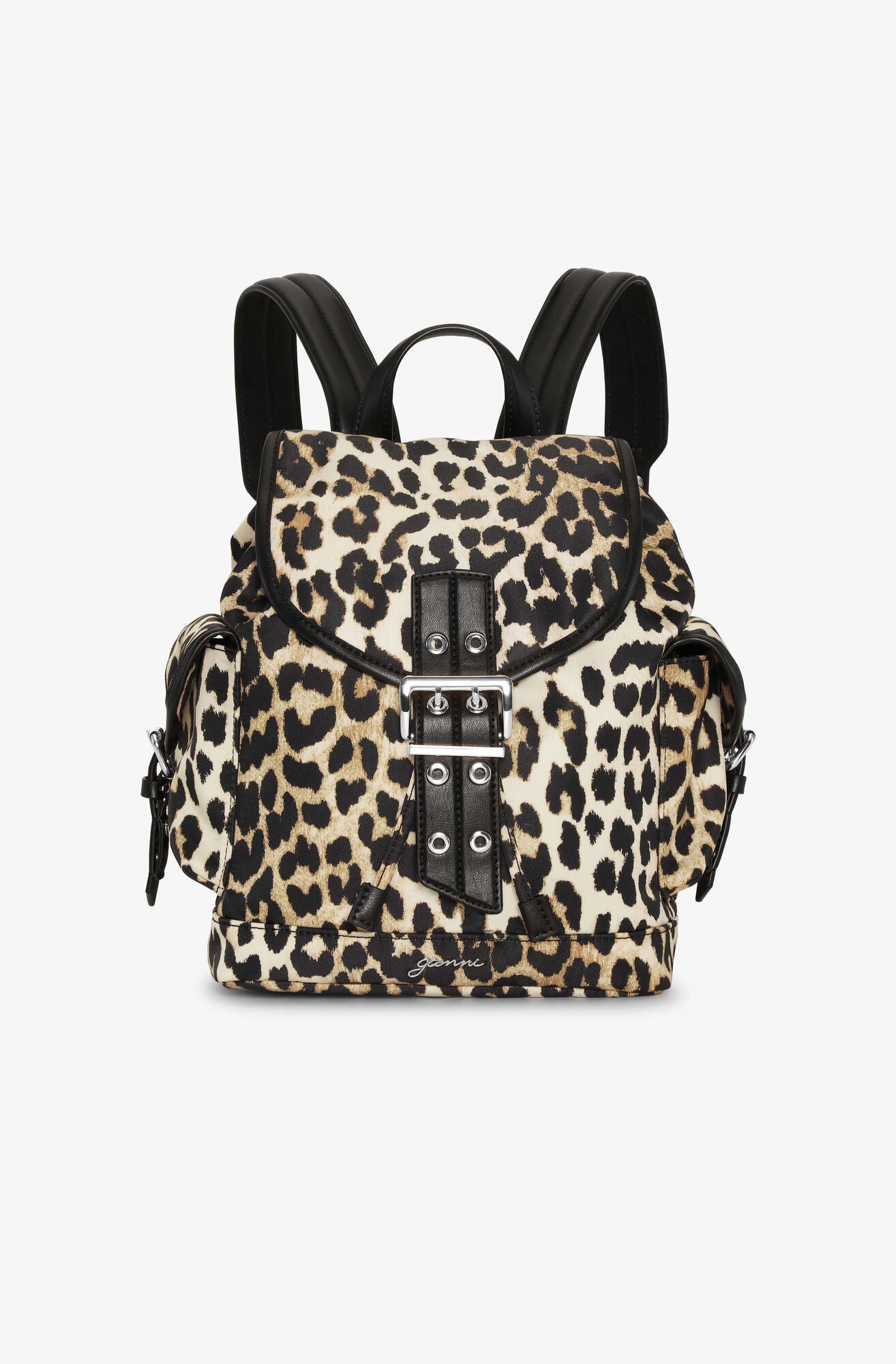 Petit sac à dos Bucky en nylon léopard GANNI