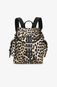 Petit sac à dos Bucky en nylon léopard GANNI