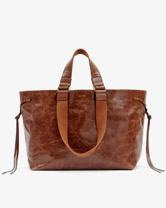 Sac cabas WARDY en cuir marron brillant