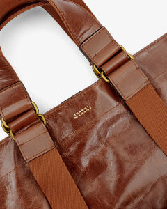 Sac cabas WARDY en cuir marron brillant