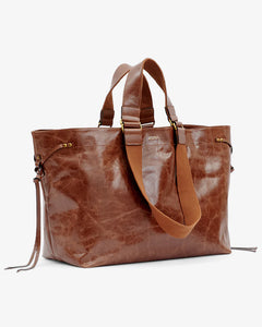 Sac cabas WARDY en cuir marron brillant